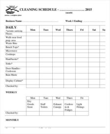 Monthly Cleaning Schedule Template