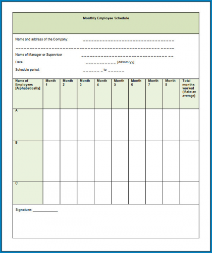 √ Free Printable Monthly Employee Schedule Template Excel