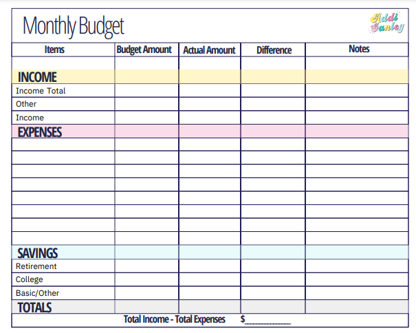 Monthly Expenses Template