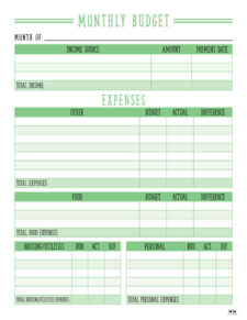 Monthly Expenses Template