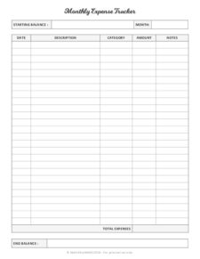 Monthly Expenses Template