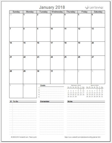 √ Free Monthly Planner Printable Template
