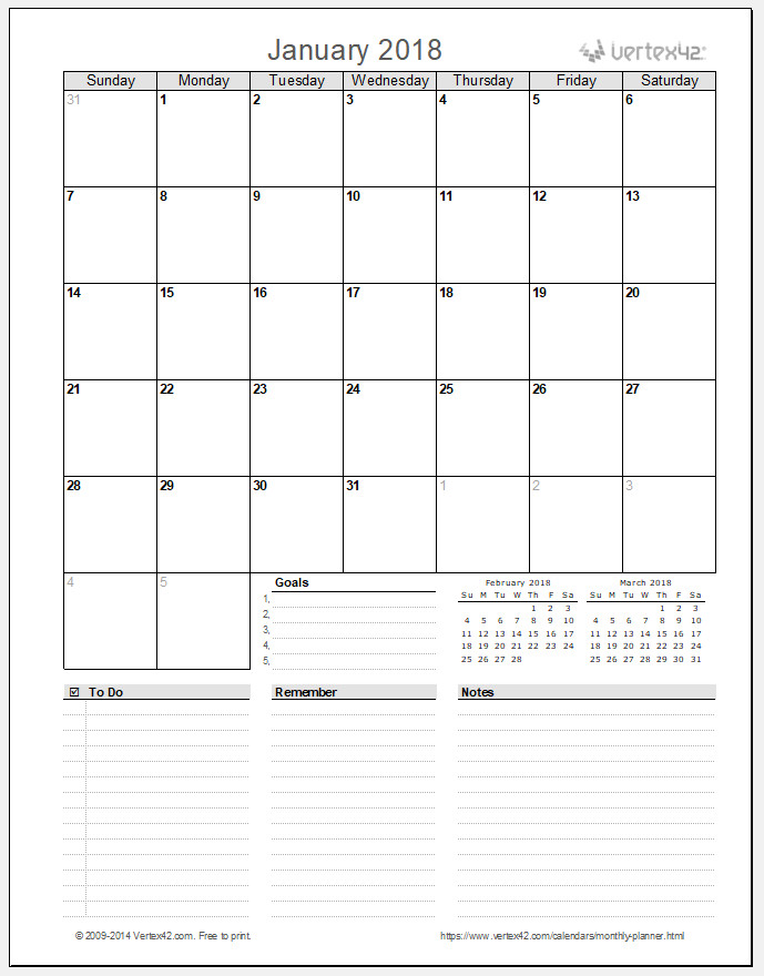 Free Monthly Planner Printable Template