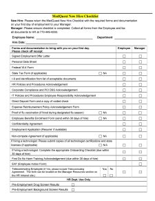 New Employee Orientation Checklist Template Example