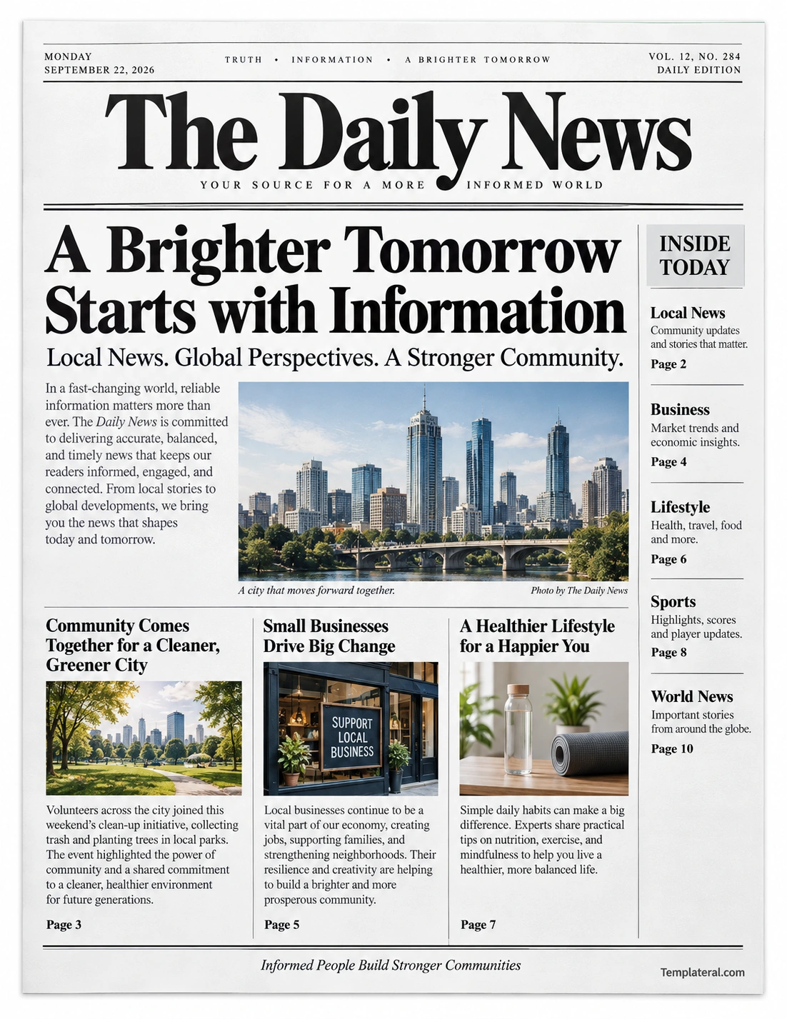 Newspaper Template professional newspaper template with headlines, columns, photos, and news sections