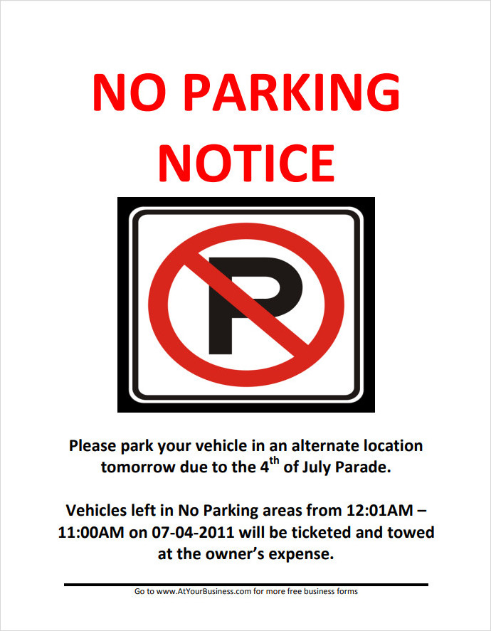  Printable Parking Warning Notice Template