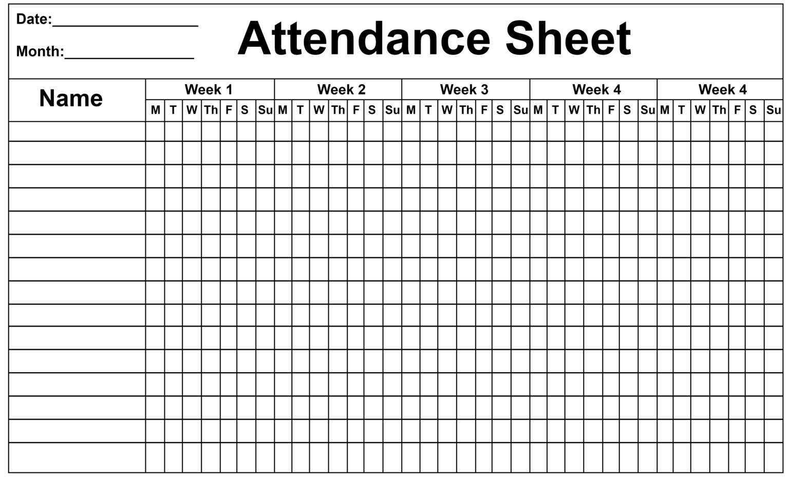 √ Office Staff Attendance Sheet Template