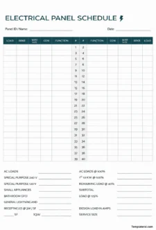 Simple Blank Panel Schedule Template