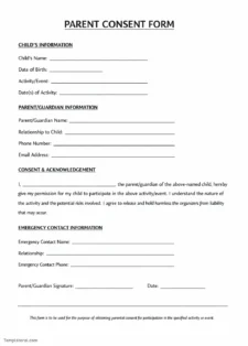 Printable Parent Consent Form Template