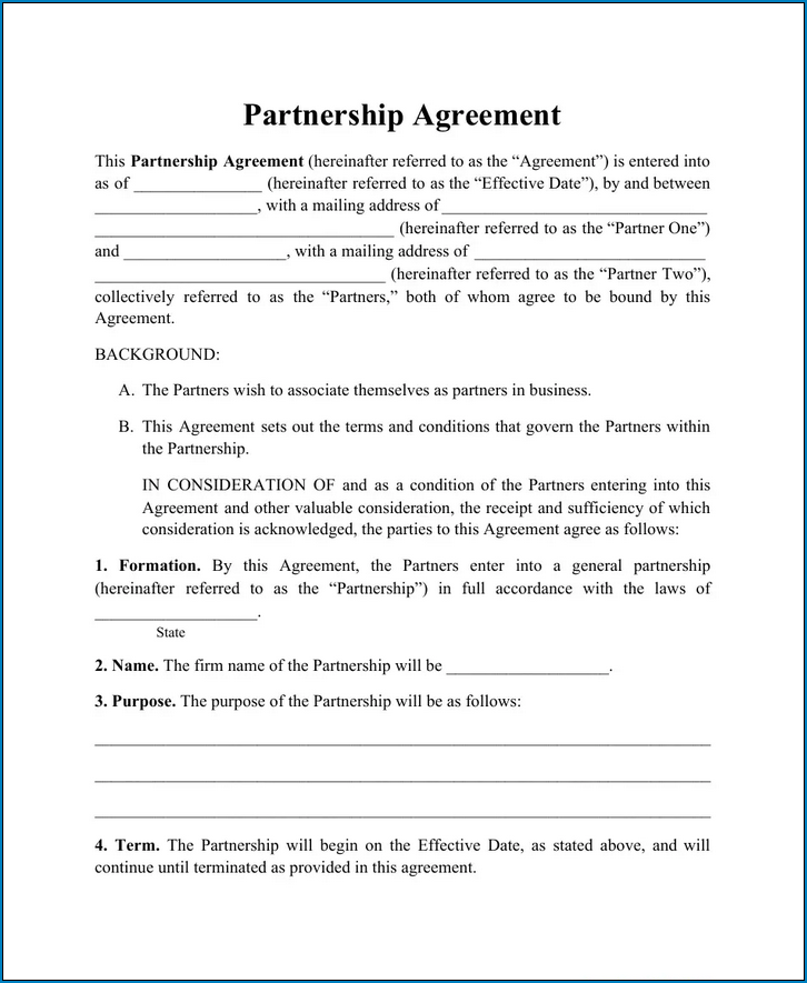 Partnership Agreement Template Example