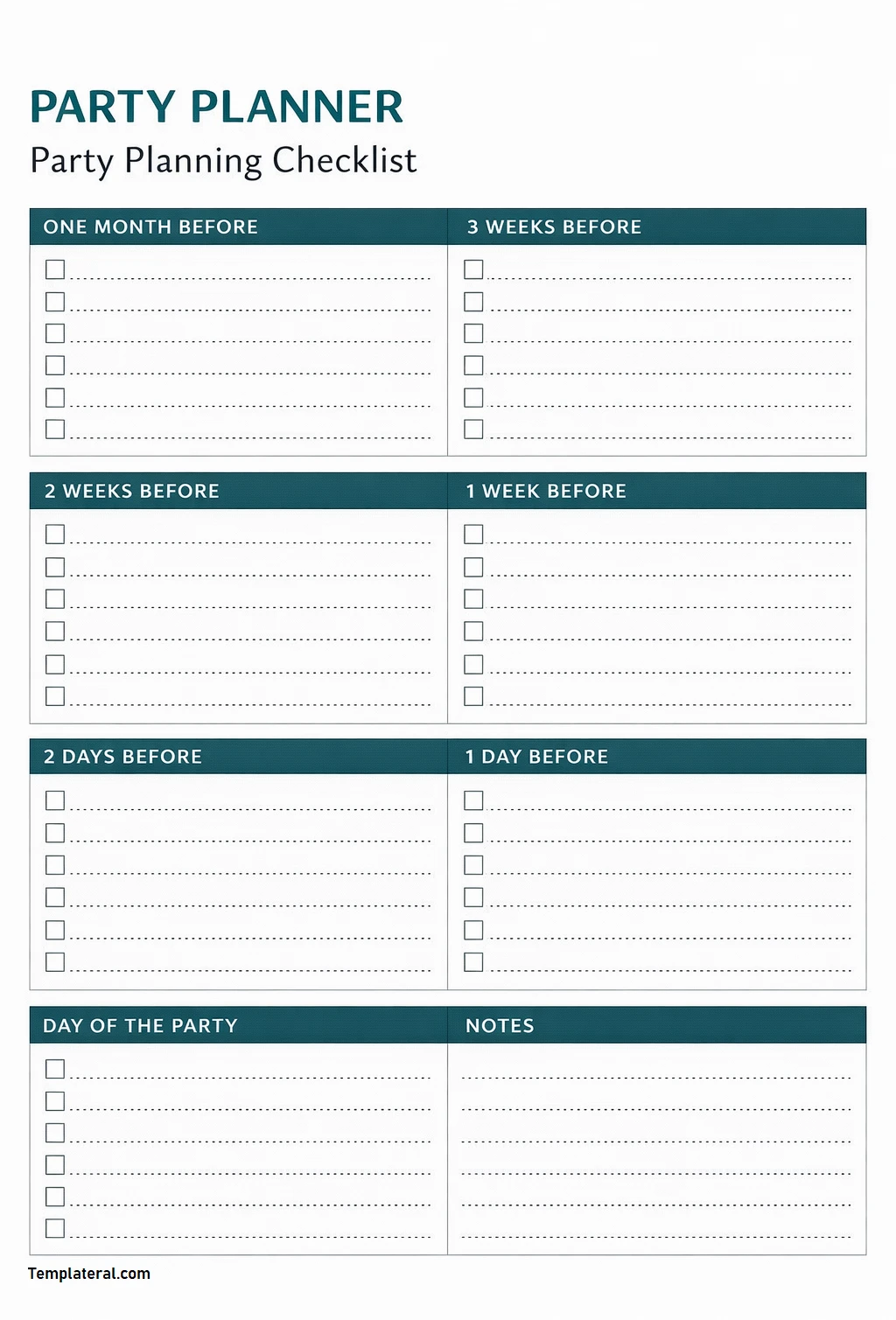 Party Planner Checklist Template Party Planner Checklist Template PDF