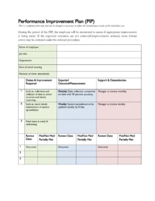 Performance Improvement Plan Template Word