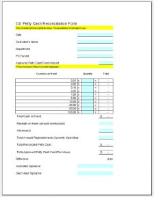 √ Free Printable Petty Cash Reconciliation Form