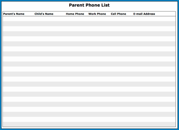 Phone List Template Sample