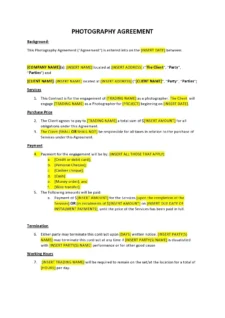 Photography Agreement Template Word