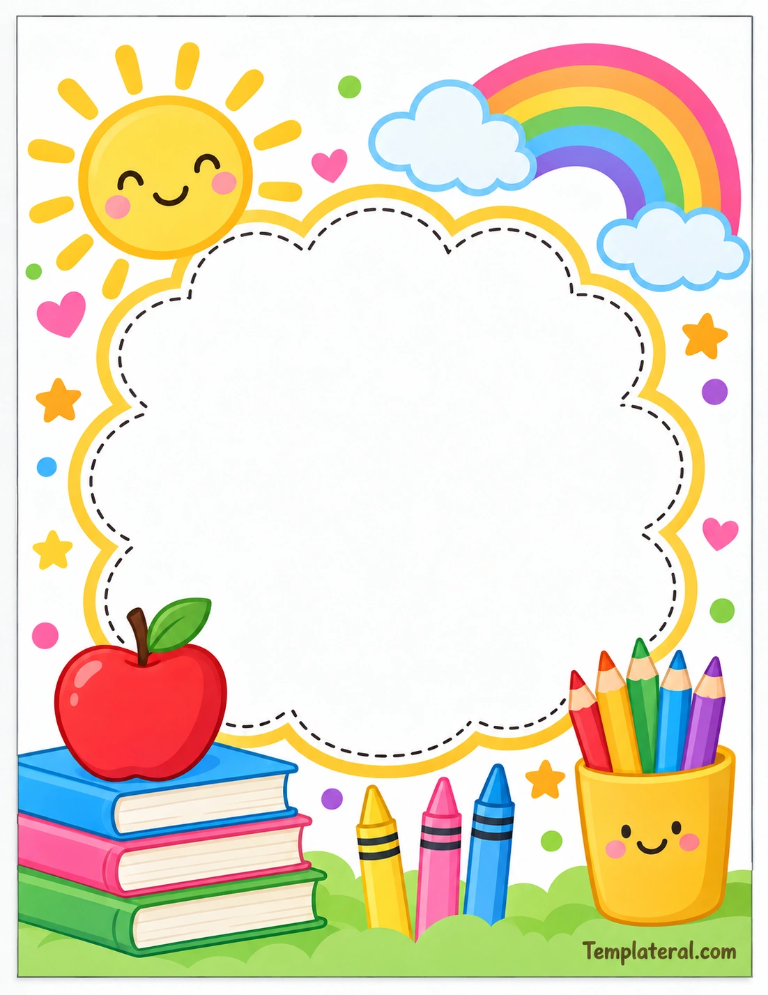 Preschool Binder Cover Template Preschool binder cover template with colorful school supplies and a blank name area