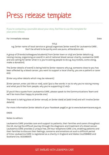 √ Press Release Template