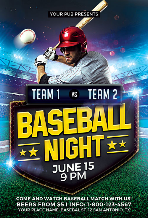 Printable Baseball Match Flyer Template