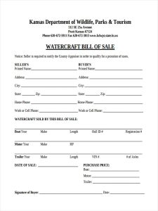Printable Bill of Sale for Boat Form Example