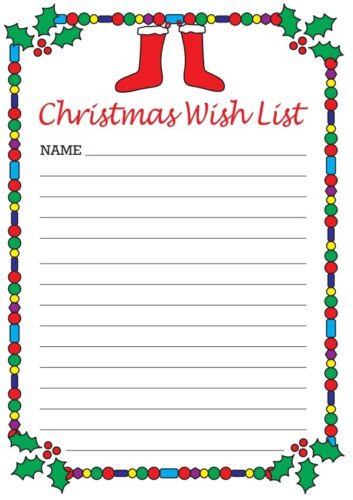 Printable Christmas Wish List Template Example | Templateral