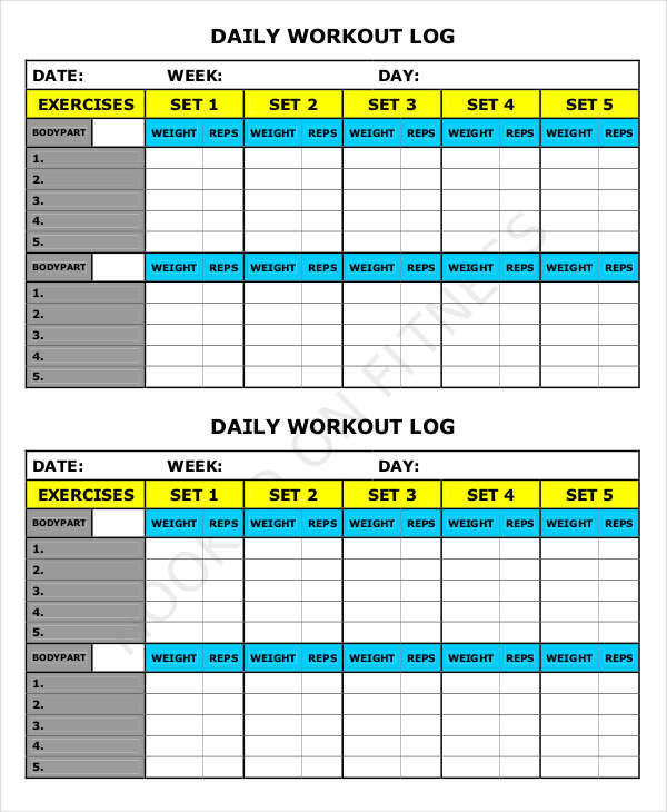 Printable Daily Workout Log Template Sample Printable Daily Workout Log Template Sample