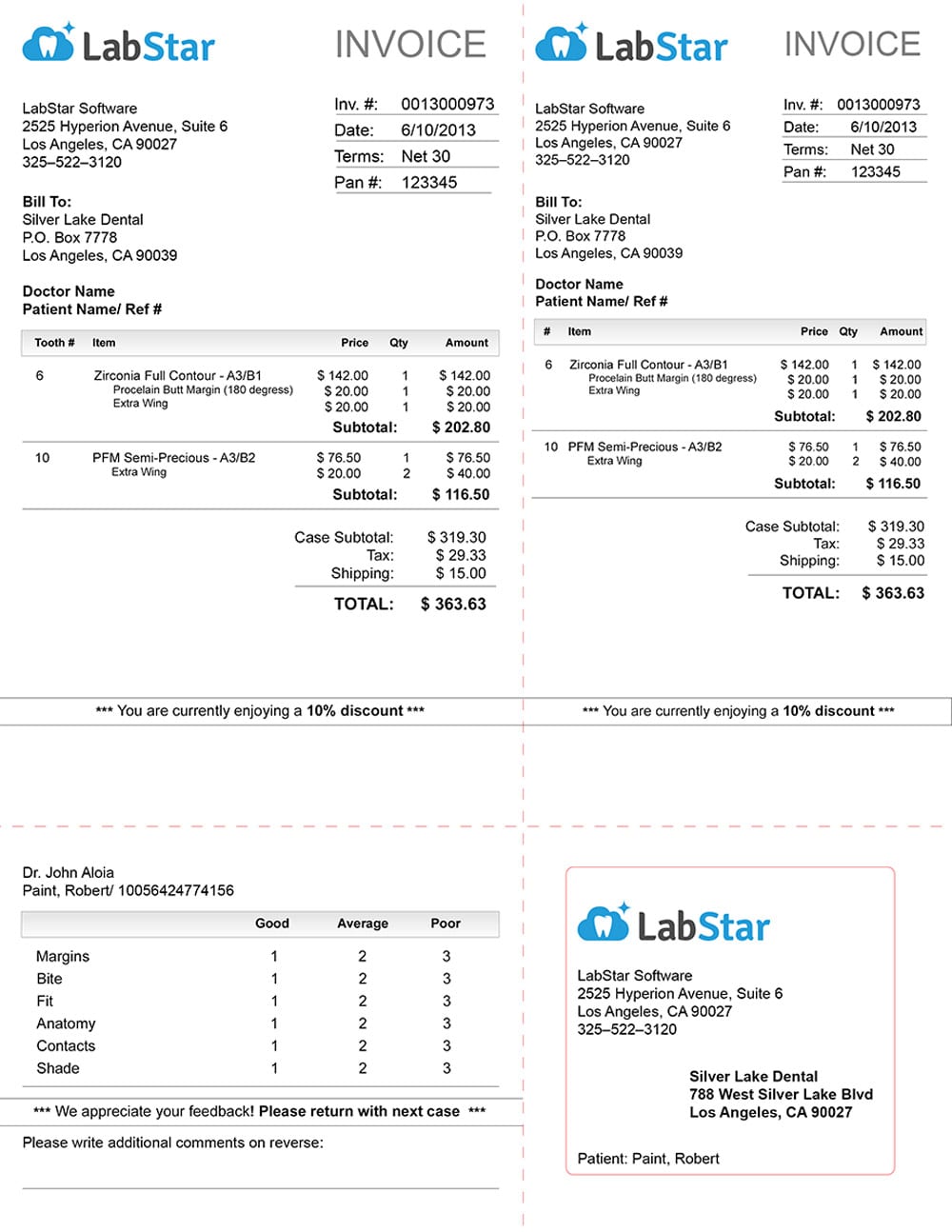Printable Dental Receipt Template Example