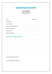 Printable Donation Receipt Template