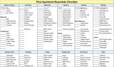 Printable First Apartment Checklist Template Example