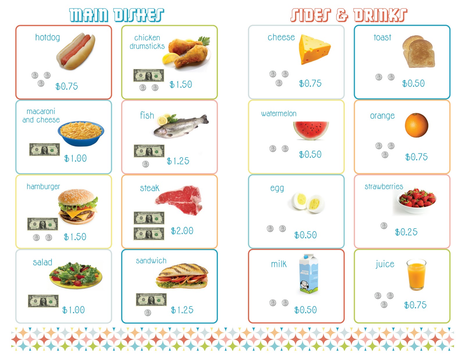 Printable Kids Menu Template Sample