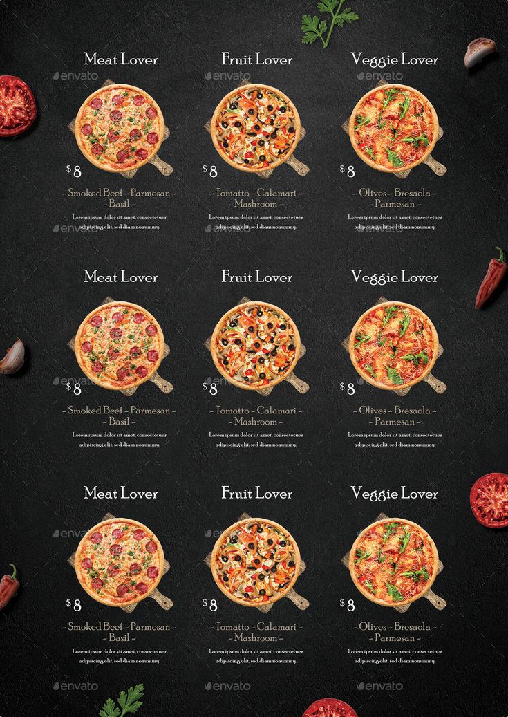 Printable Pizza Menu Template Sample