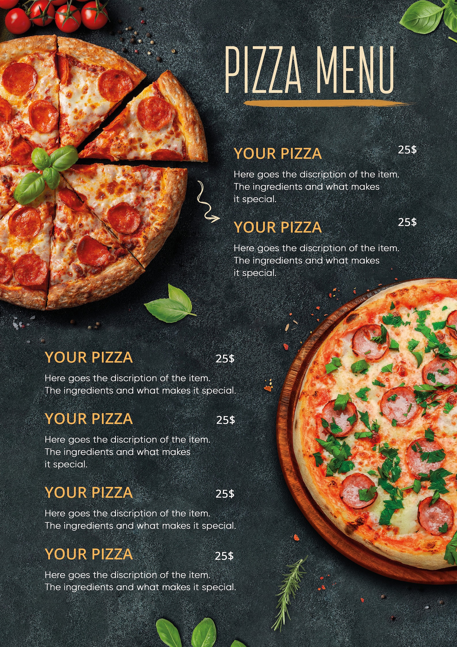 Printable Pizza Menu Template