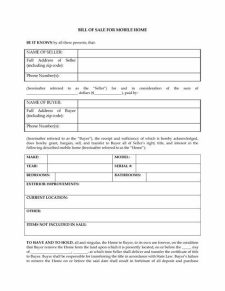 Printable RV Bill of Sale Form Example