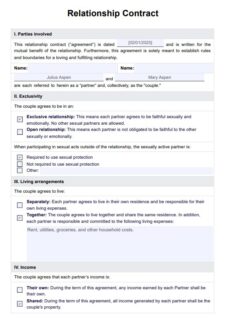 Printable Relationship Agreement Template