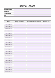 Printable Rental Ledger Template