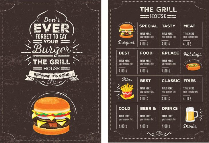 Printable Restaurant Menu Template Example | Templateral