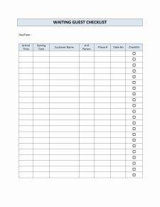 Printable Restaurant Waiting List Template