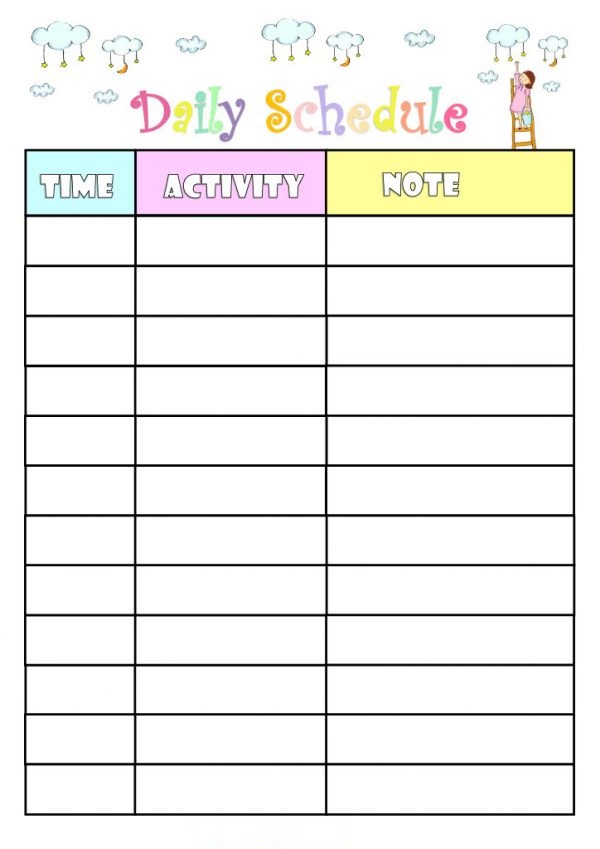 Printable School Daily Schedule Template Sample