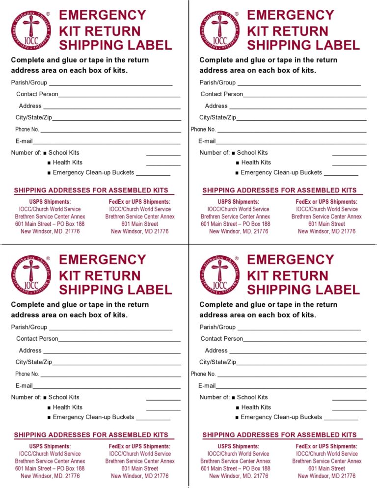 √ Printable Shipping Label Template