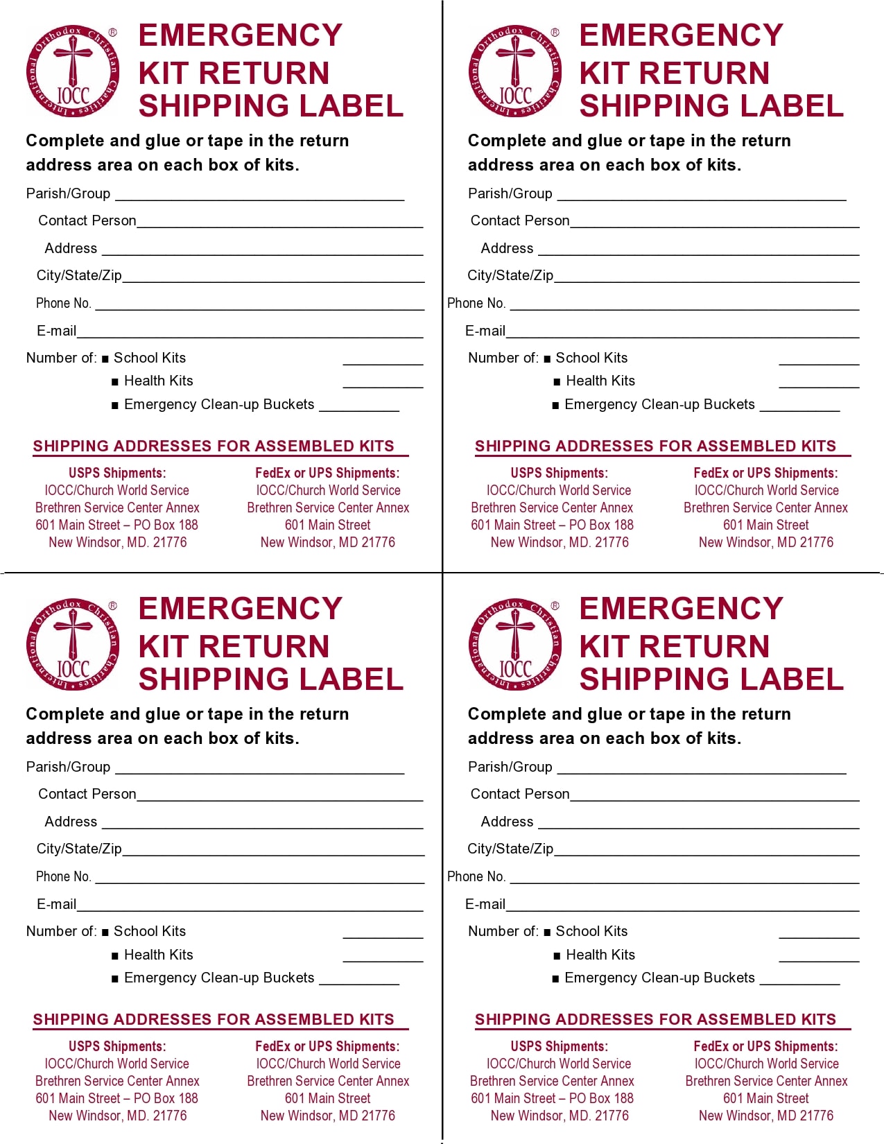 Printable Shipping Label Template Example