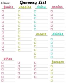 Printable Simple Grocery List Template
