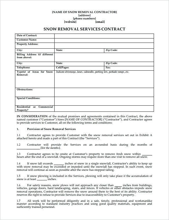 Printable Snow Removal Estimate Template Example