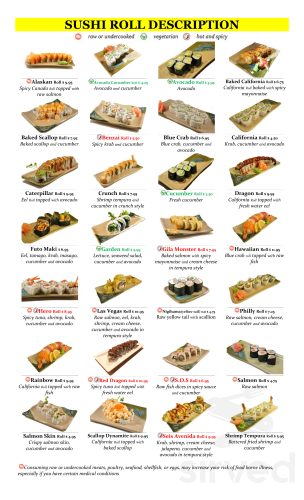Printable Sushi Menu Template Sample | Templateral