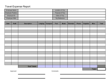 Printable Travel Expenses Report Template Sample