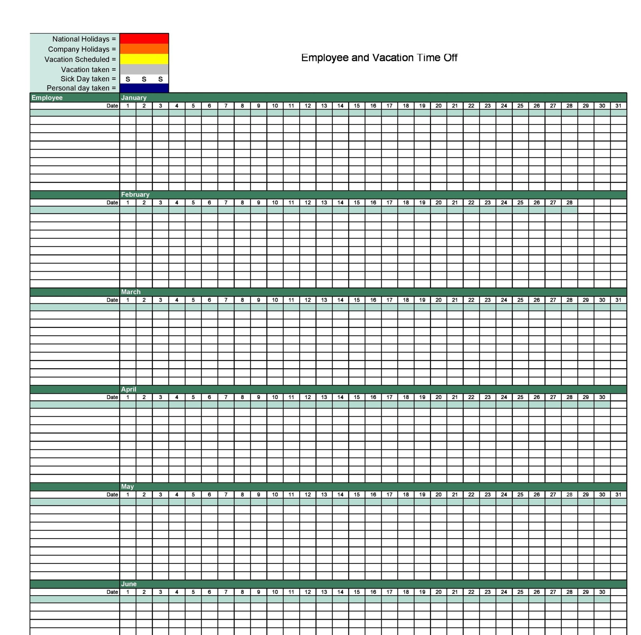 Printable Vacation and Leave Tracker Template | Templateral
