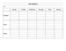 Printable Weekly Catering Menu Template Example