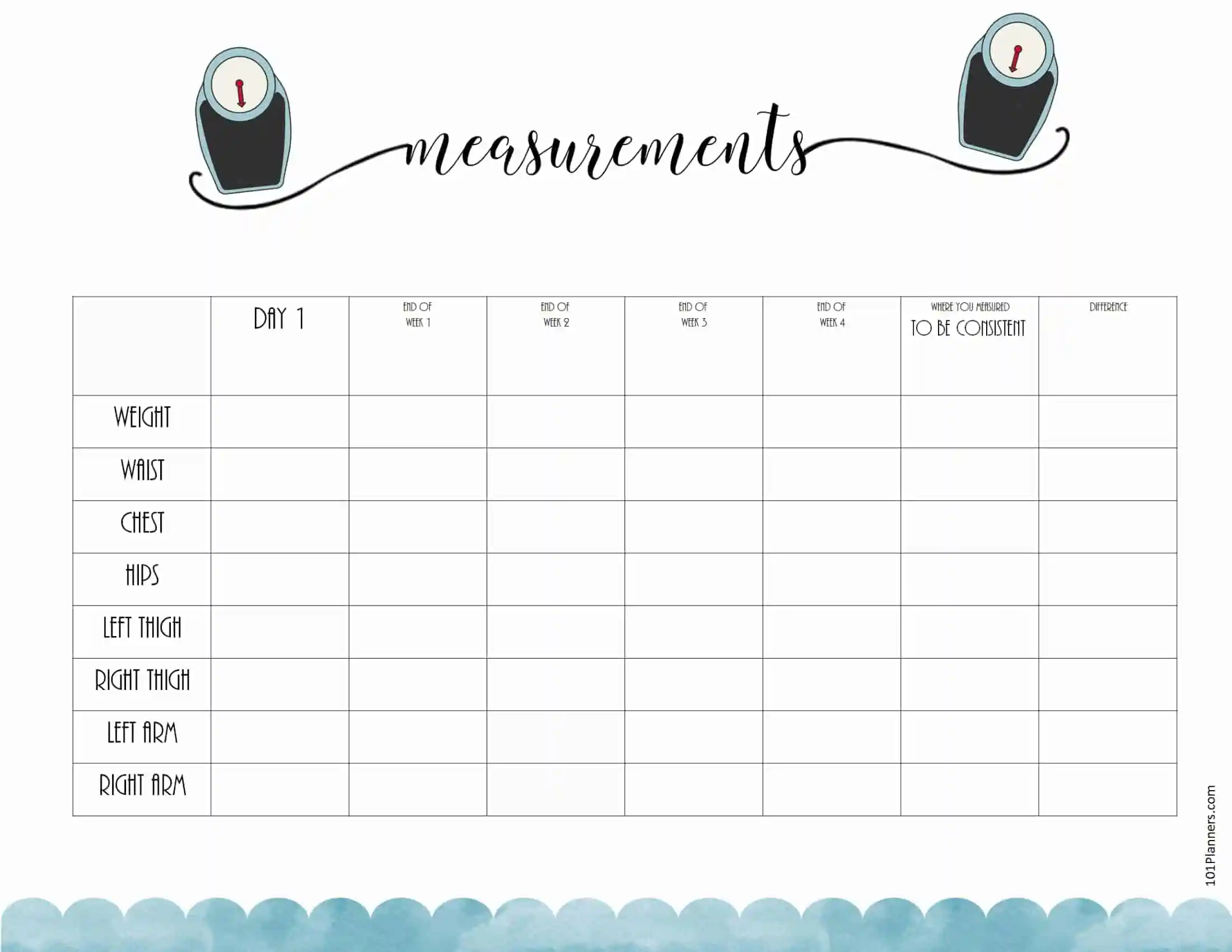 Printable Weight Loss Log Template