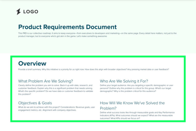 √ Product Requirements Document Template