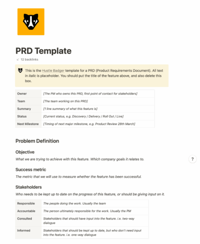 √ Product Requirements Document Template