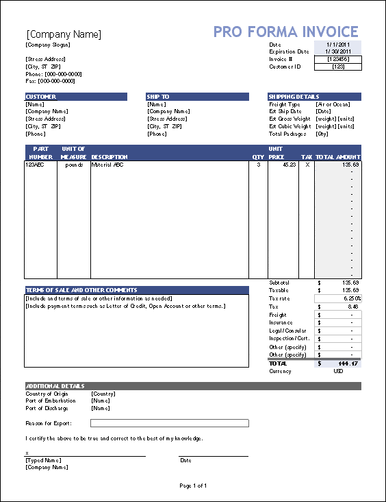 Professional Invoice Template Example