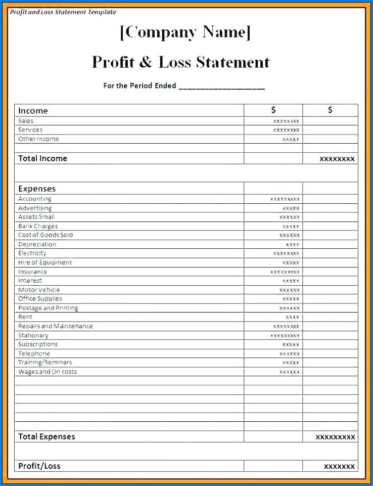Profit And Loss Statement Form Free Printable Printable Forms Free Online